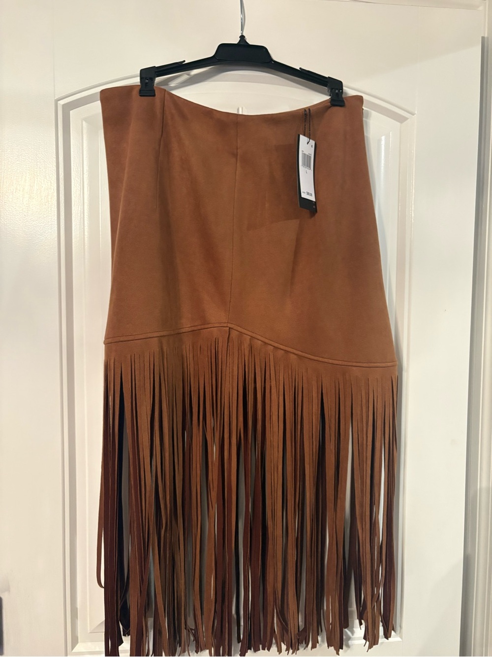 Banana Republic Cognac Fringe Suede Midi Skirt - Picture 1 of 5